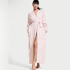 Victoria's Secret Blush and White Striped Robe